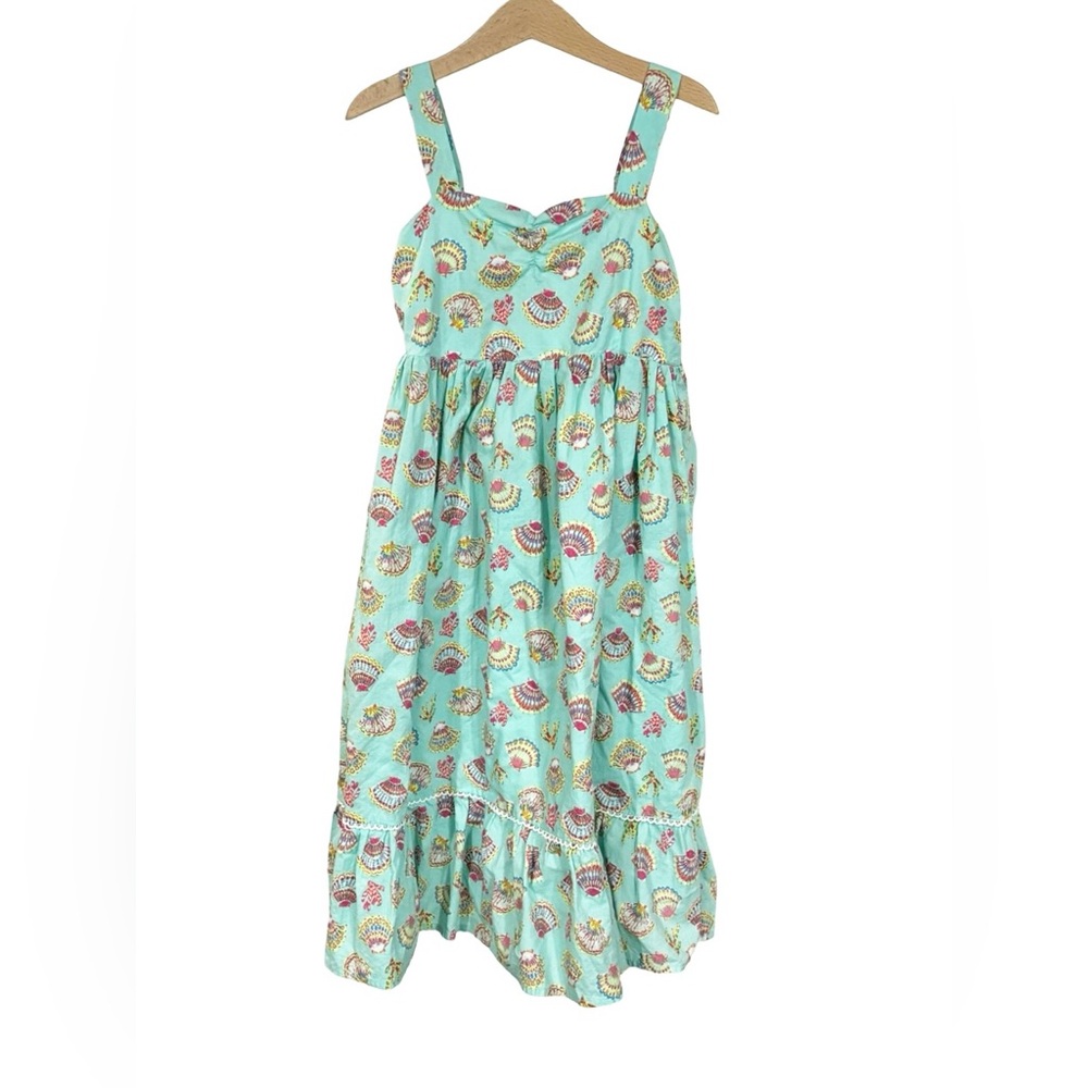 Cynthia Rowley Girl’s Beach Seashell Teal & Pink Tie Twirl Dress Lining Size 7
